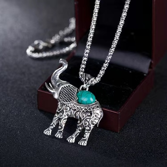 Jewelry - Elephant Turquoise Necklace & Bracelet & Earrings.